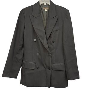 J.Crew Black Wool Blazer Women’s Size 4 Double Breasted Jacket Made in Japan